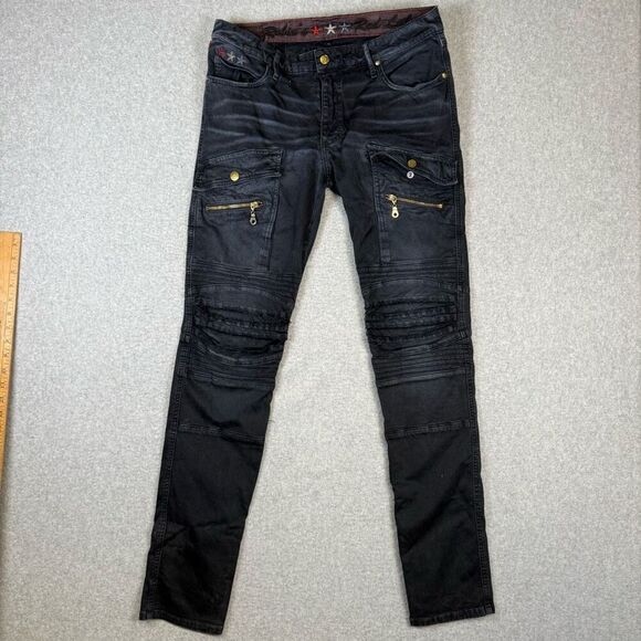 Robin's Red Label men’s Size 33 moto Black Distressed Skinny Ankle Pants Jeans - Picture 1 of 11